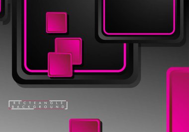 Siyah ve pembe neon kareler soyut hi-tech arka plan. Vektör geometrik tasarım