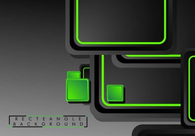 Siyah ve yeşil neon kareler soyut hi-tech arka plan. Vektör geometrik tasarım