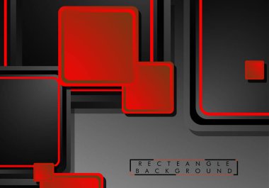 Siyah ve kırmızı neon kareler soyut hi-tech arka plan. Vektör geometrik tasarım