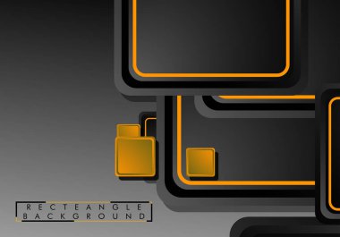 Siyah ve turuncu neon kareler soyut hi-tech arka plan. Vektör geometrik tasarım
