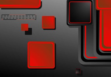 Siyah ve kırmızı neon kareler soyut hi-tech arka plan. Vektör geometrik tasarım