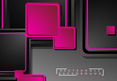 Siyah ve pembe neon kareler soyut hi-tech arka plan. Vektör geometrik tasarım