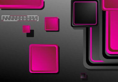 Siyah ve pembe neon kareler soyut hi-tech arka plan. Vektör geometrik tasarım
