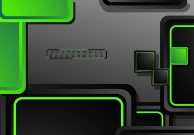 Siyah ve yeşil neon kareler soyut hi-tech arka plan. Vektör geometrik tasarım