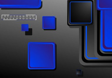 Siyah ve mavi neon kareler soyut yüksek teknoloji arkaplanı. Vektör geometrik tasarımı