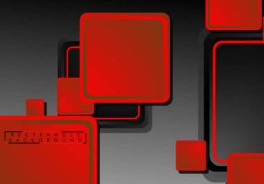 Siyah ve kırmızı neon kareler soyut hi-tech arka plan. Vektör geometrik tasarım