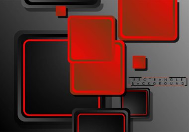 Siyah ve kırmızı neon kareler soyut hi-tech arka plan. Vektör geometrik tasarım