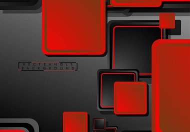 Siyah ve kırmızı neon kareler soyut hi-tech arka plan. Vektör geometrik tasarım