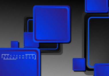 Siyah ve mavi neon kareler soyut yüksek teknoloji arkaplanı. Vektör geometrik tasarımı