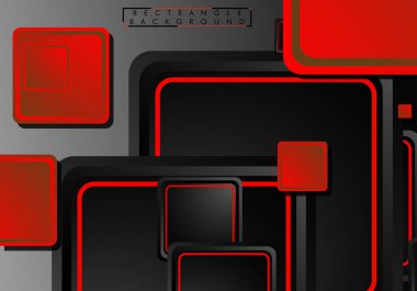 Siyah ve kırmızı neon kareler soyut hi-tech arka plan. Vektör geometrik tasarım