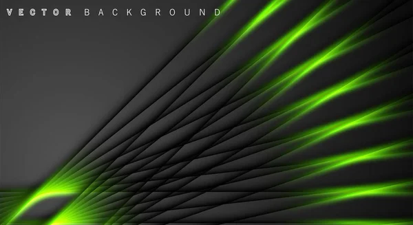 Green light line shadow dark grey luxury background — Stock Vector