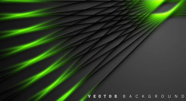 Zöld fény vonal árnyék sötétszürke luxus háttér — Stock Vector