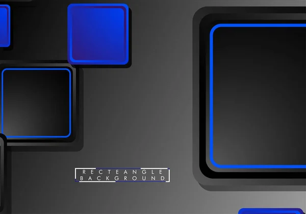 Zwart en blauw neon vierkanten abstracte hi-tech achtergrond. Vectorgeometrisch ontwerp — Stockvector