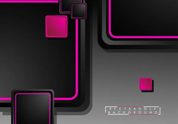 Negro y rosa cuadrados de neón abstracto de alta tecnología de fondo. Diseño geométrico vectorial — Vector de stock