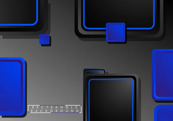 Fekete-kék neon négyzetek elvont hi-tech háttér. A vektor geometriai kialakítása — Stock Vector