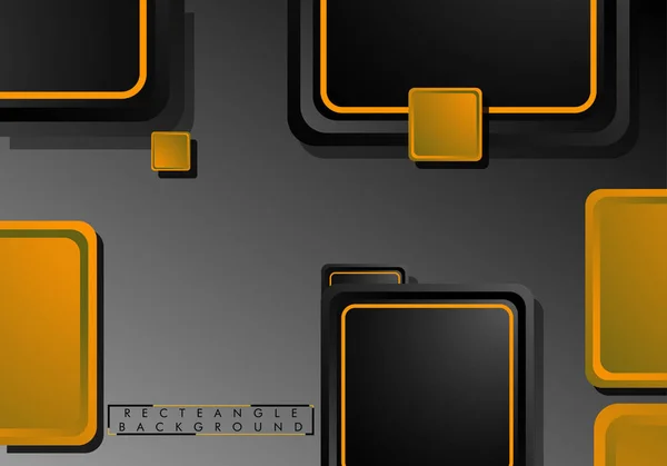 黑色和橙色霓虹灯方形抽象高科技背景。矢量几何设计 — 图库矢量图片