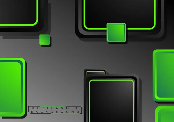 黑色和绿色霓虹灯方阵抽象高科技背景。矢量几何设计 — 图库矢量图片
