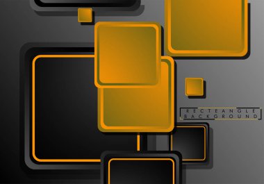 Siyah ve turuncu neon kareler soyut hi-tech arka plan. Vektör geometrik tasarım