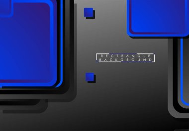 Siyah ve mavi neon kareler soyut yüksek teknoloji arkaplanı. Vektör geometrik tasarımı