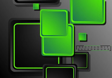 Siyah ve yeşil neon kareler soyut hi-tech arka plan. Vektör geometrik tasarım