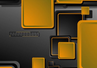 Siyah ve turuncu neon kareler soyut hi-tech arka plan. Vektör geometrik tasarım