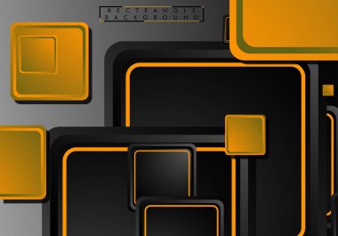 Siyah ve turuncu neon kareler soyut hi-tech arka plan. Vektör geometrik tasarım