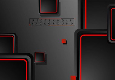 Siyah ve kırmızı neon kareler soyut hi-tech arka plan. Vektör geometrik tasarım