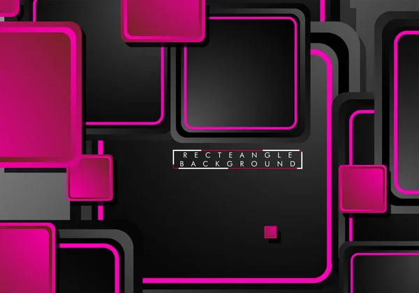 Black and pink neon squares abstract hi-tech background. Vector geometric design — Stock Vector