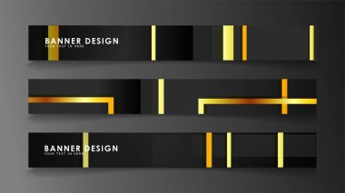 Altın ve koyu dikdörtgen arka plan ile bir afiş ayarlayın. vektör illüstrasyon