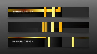 Altın ve koyu dikdörtgen arka plan ile bir afiş ayarlayın. vektör illüstrasyon