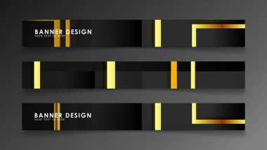 Altın ve koyu dikdörtgen arka plan ile bir afiş ayarlayın. vektör illüstrasyon