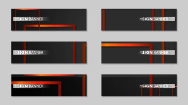 Dikdörtgen siyah turuncu degrade arka plan ile kare vektör afiş
