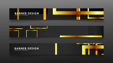 Altın ve koyu dikdörtgen arka plan ile bir afiş ayarlayın. vektör illüstrasyon