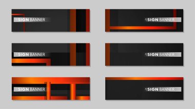 Dikdörtgen siyah turuncu degrade arka plan ile kare vektör afiş