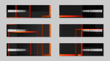 Dikdörtgen siyah turuncu degrade arka plan ile kare vektör afiş