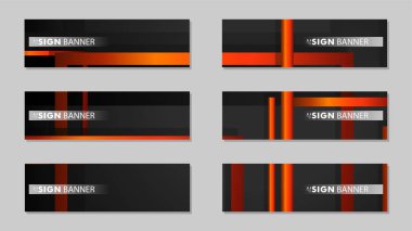Dikdörtgen siyah turuncu degrade arka plan ile kare vektör afiş