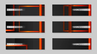 Dikdörtgen siyah turuncu degrade arka plan ile kare vektör afiş