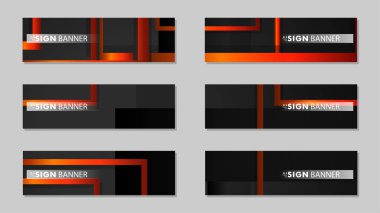 Dikdörtgen siyah turuncu degrade arka plan ile kare vektör afiş