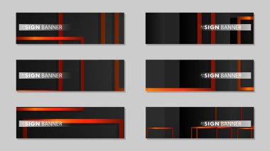 Dikdörtgen siyah turuncu degrade arka plan ile kare vektör afiş