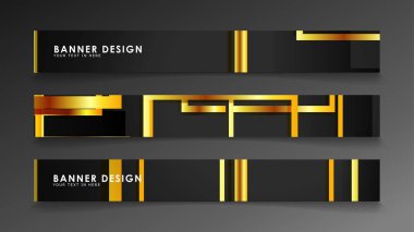 Altın ve koyu dikdörtgen arka plan ile bir afiş ayarlayın. vektör illüstrasyon