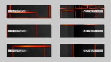 Dikdörtgen siyah turuncu degrade arka plan ile kare vektör afiş