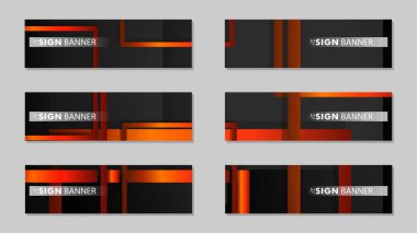 Dikdörtgen siyah turuncu degrade arka plan ile kare vektör afiş