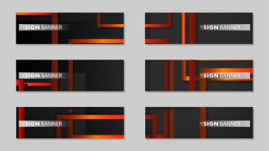 Dikdörtgen siyah turuncu degrade arka plan ile kare vektör afiş