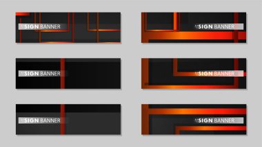 Dikdörtgen siyah turuncu degrade arka plan ile kare vektör afiş