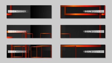 Dikdörtgen siyah turuncu degrade arka plan ile kare vektör afiş