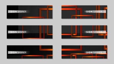 Dikdörtgen siyah turuncu degrade arka plan ile kare vektör afiş