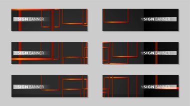 Dikdörtgen siyah turuncu degrade arka plan ile kare vektör afiş