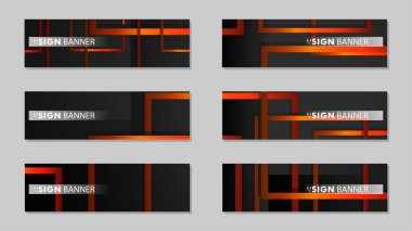 Dikdörtgen siyah turuncu degrade arka plan ile kare vektör afiş