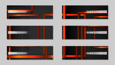 Dikdörtgen siyah turuncu degrade arka plan ile kare vektör afiş