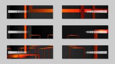 Dikdörtgen siyah turuncu degrade arka plan ile kare vektör afiş